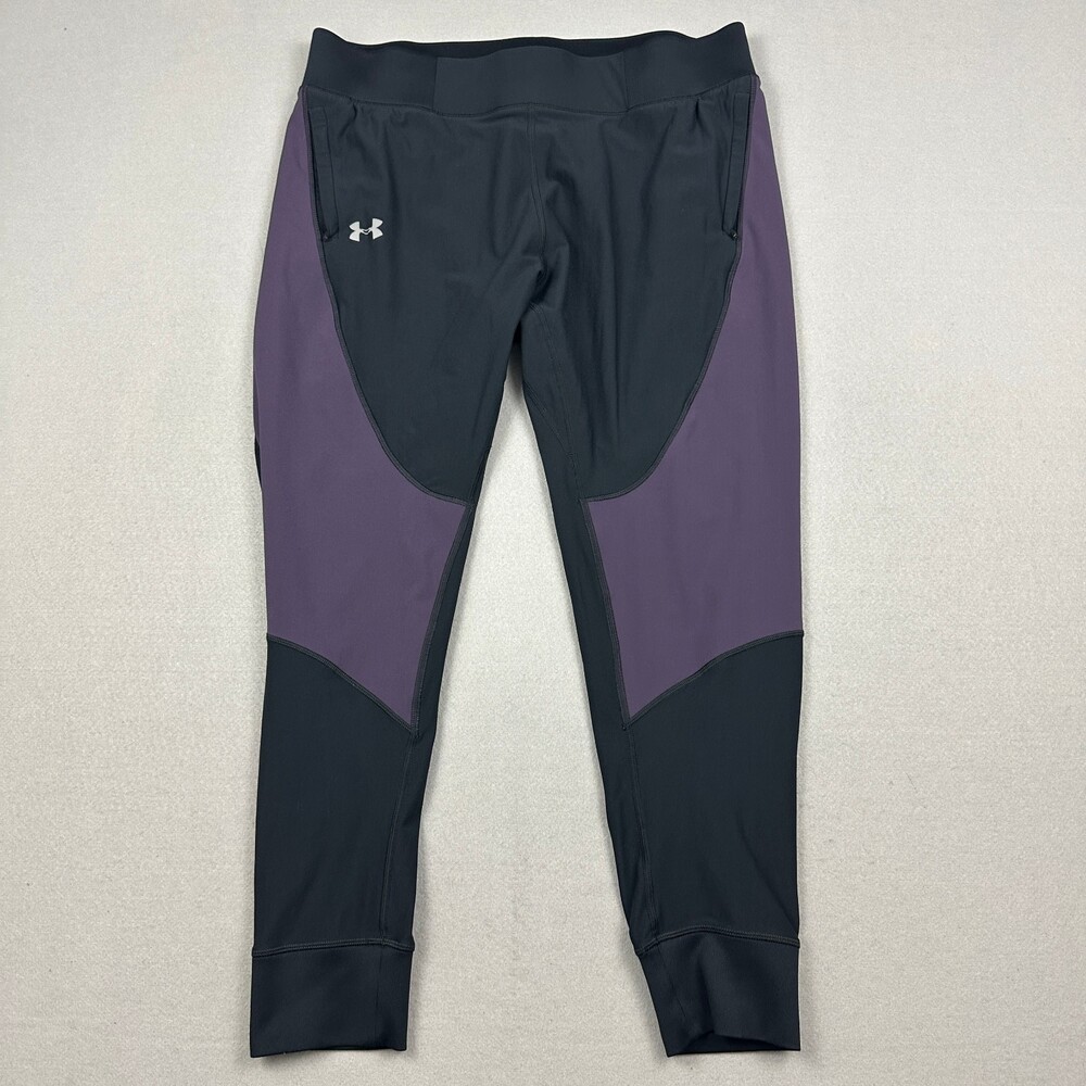 Under Armour Pants Women Extra Large Black Purple HeatGear Fitted Leggings XL